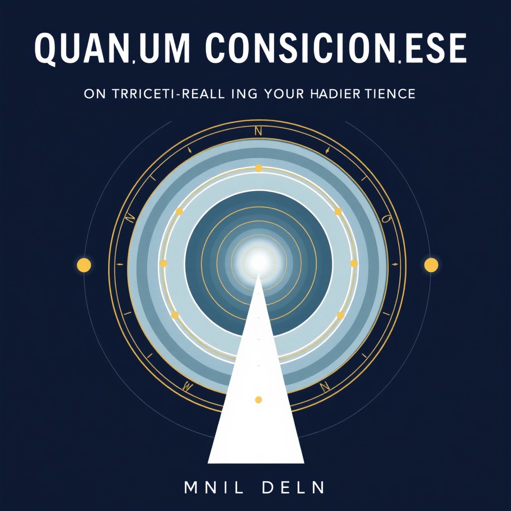 Book cover design for a title on quantum consciousness, practical spirituality, and intentional manifestation