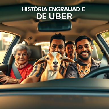Inside an Uber car, viewed from the front passenger side, showcasing a detailed and hyper-realistic interior