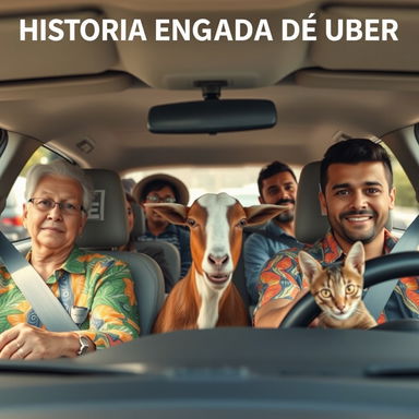 Inside an Uber car, viewed from the front passenger side, showcasing a detailed and hyper-realistic interior