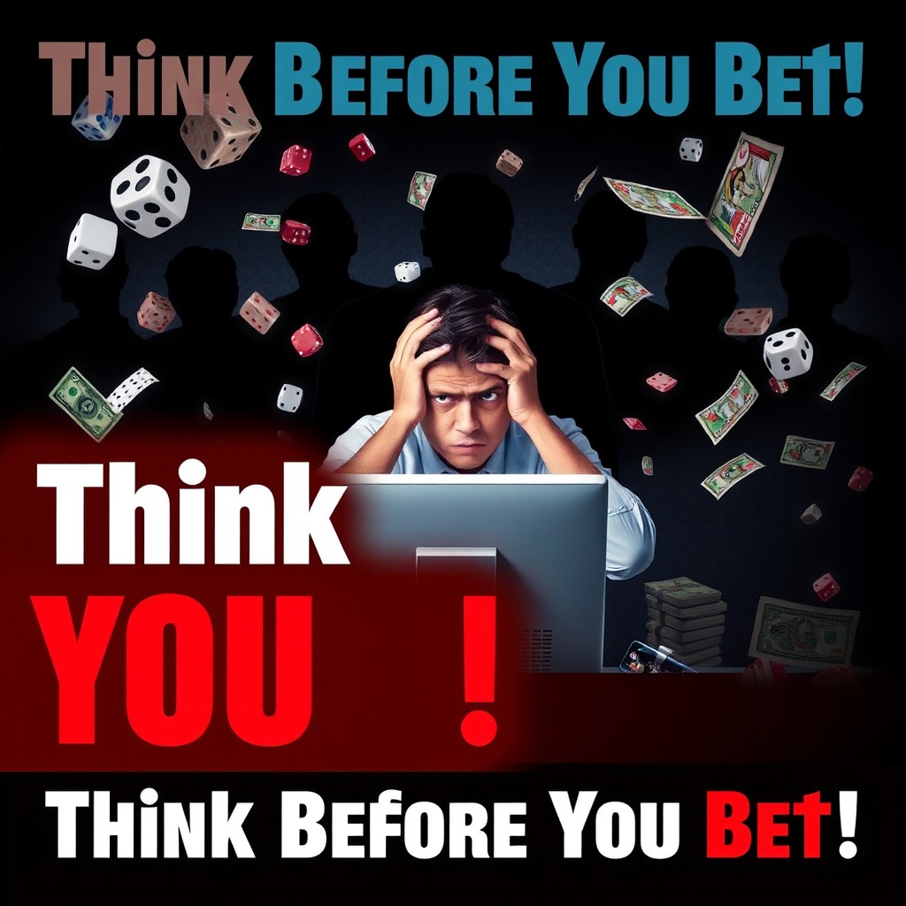 A visually striking poster depicting the dangers of online gambling