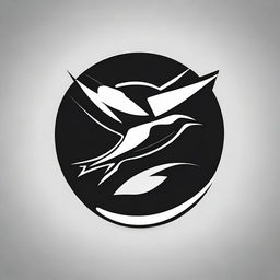 A sports brand logo encompassing a stylized swallow bird in a striking black and white design.