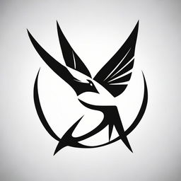 A sports brand logo encompassing a stylized swallow bird in a striking black and white design.