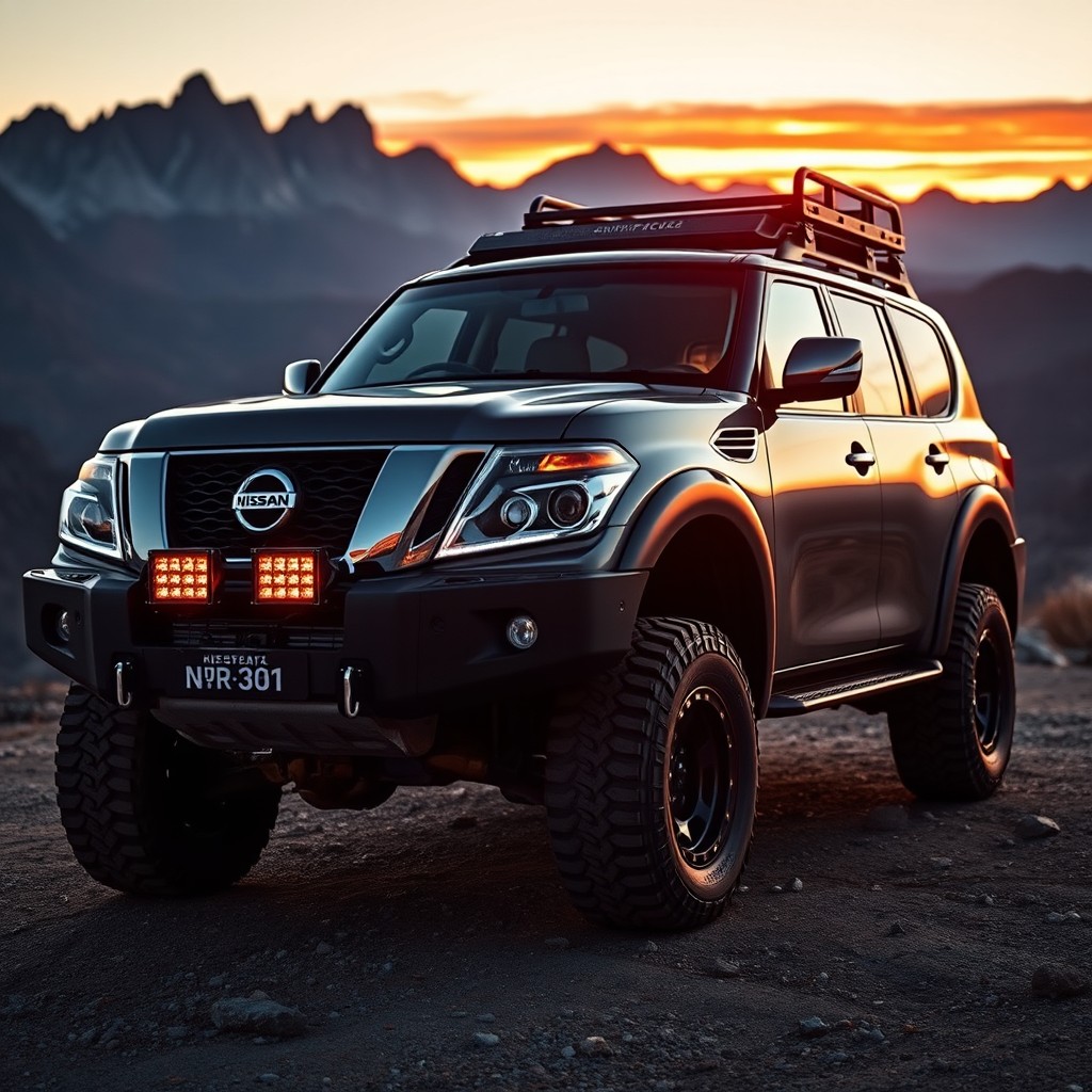 A stunning Nissan Patrol GR Y61 parked in a picturesque landscape
