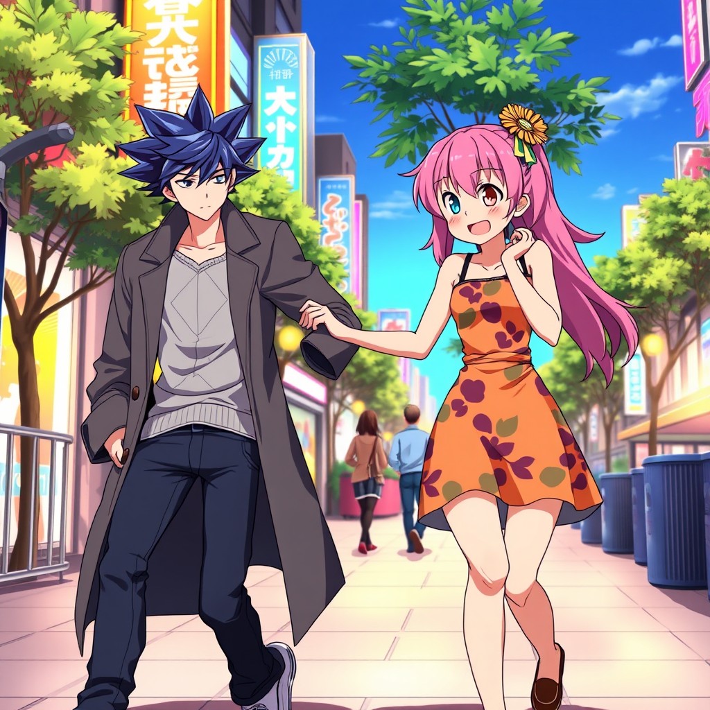 A dynamic scene featuring two anime characters assisting a friend as they walk with their arms draped over their shoulders