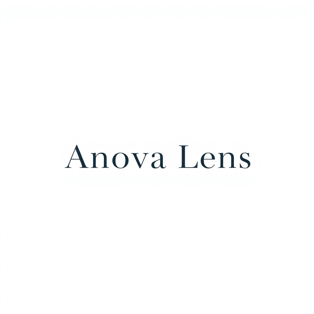 A simple, clean, and minimalist logo design for a photography business called 'Anova Lens'