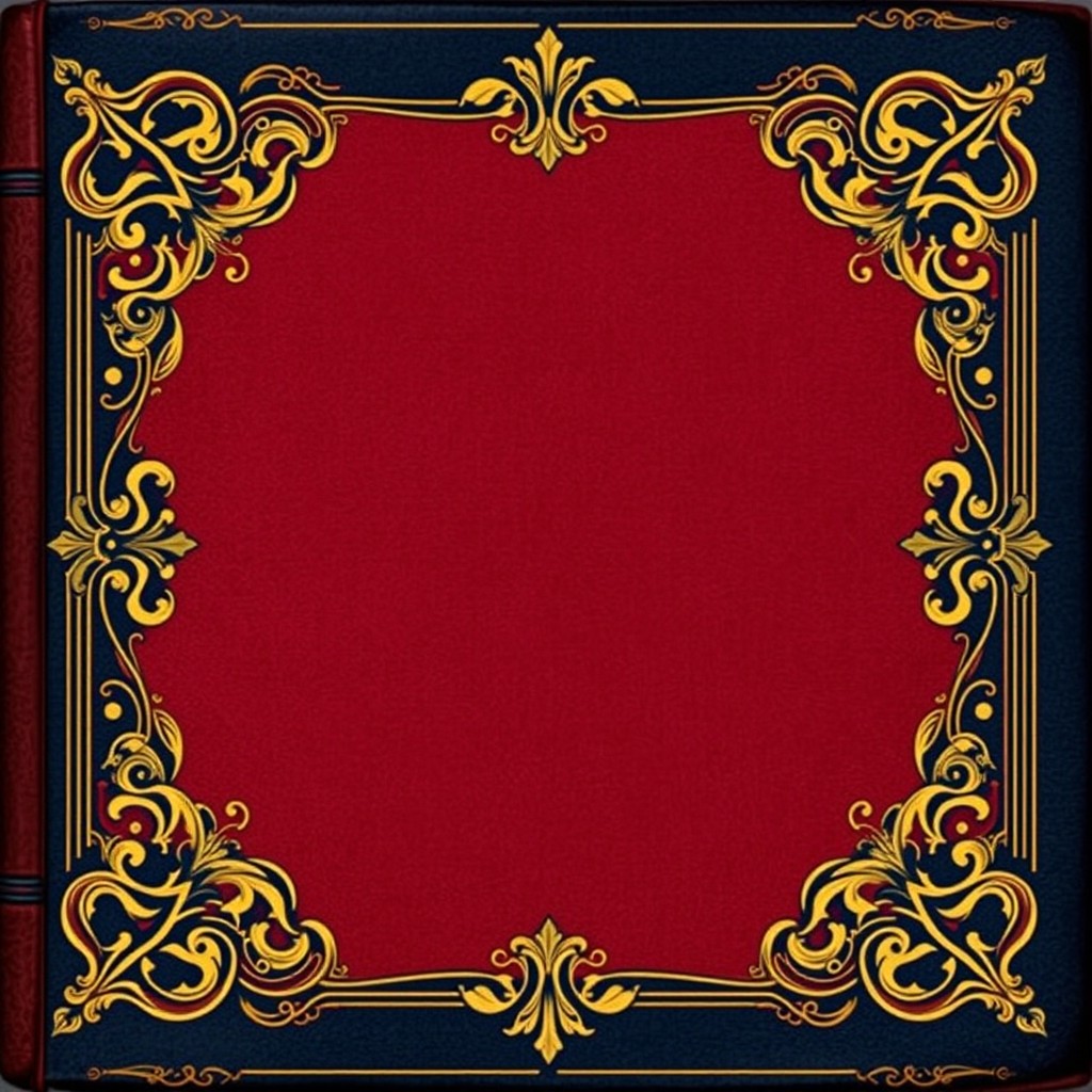 A vintage book cover featuring an ornate design on the sides