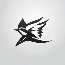 Design an eye-catching sports brand logo, featuring a black and white stylized swallow bird.