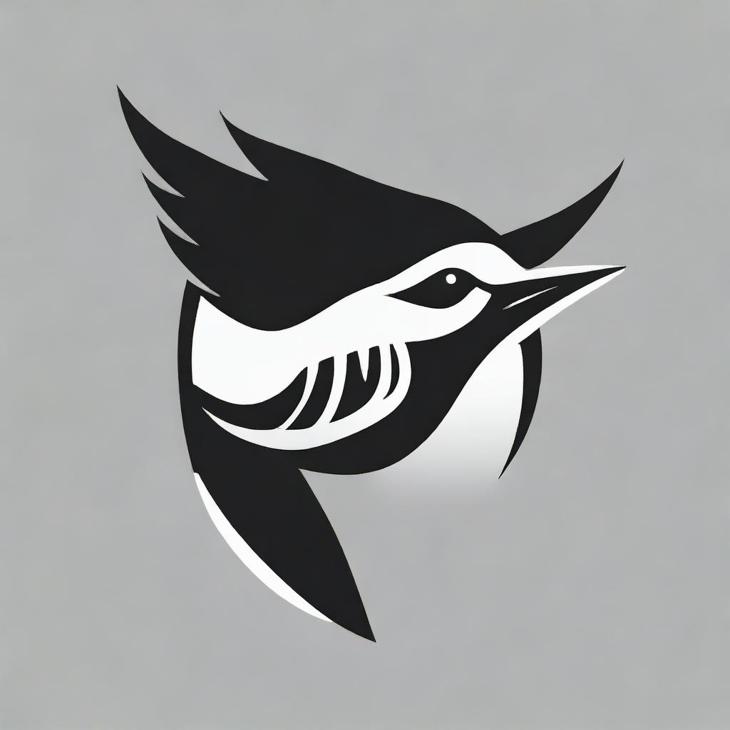 Design an eye-catching sports brand logo, featuring a black and white stylized swallow bird.