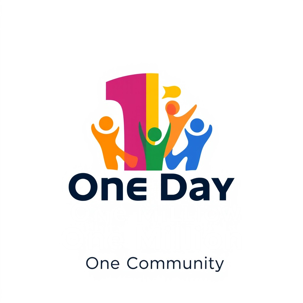 A logo design for 'One Day One Million One Community' featuring a modern and vibrant look