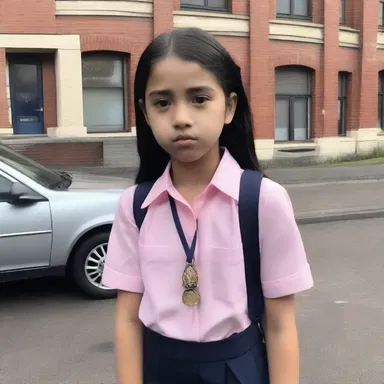 Despite her impeccable style, she received a demerit for wearing an unauthorized accessory to school.