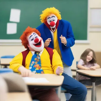 The teacher couldn't help but laugh when she gave the class clown a demerit for his hilarious but disruptive behavior.