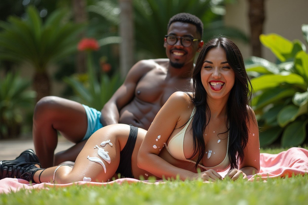 A light-skinned Mexican woman with long, sleek black hair, medium-large build, with thick, toned legs and wide hips