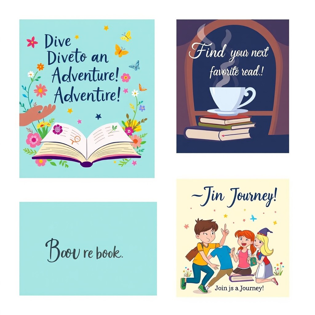 A series of cute, eye-catching social media graphics to promote a book