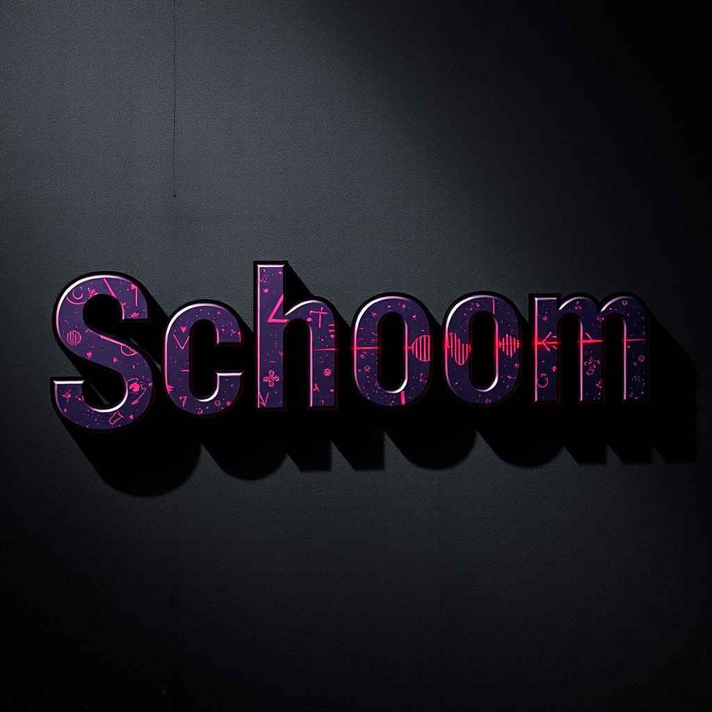 The word 'Schoom' rendered in a unique blend of retro and dark styles