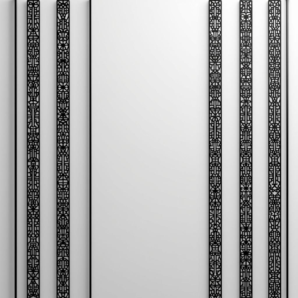 A minimalist design featuring a white screen bordered by two parallel black stripes running vertically from top to bottom