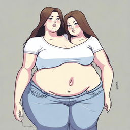 A digital art image portraying two girls in a unique scenario