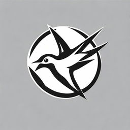 A sports brand logo emphasizing a stylized swallow bird, rendered in a distinct black and white aesthetic.