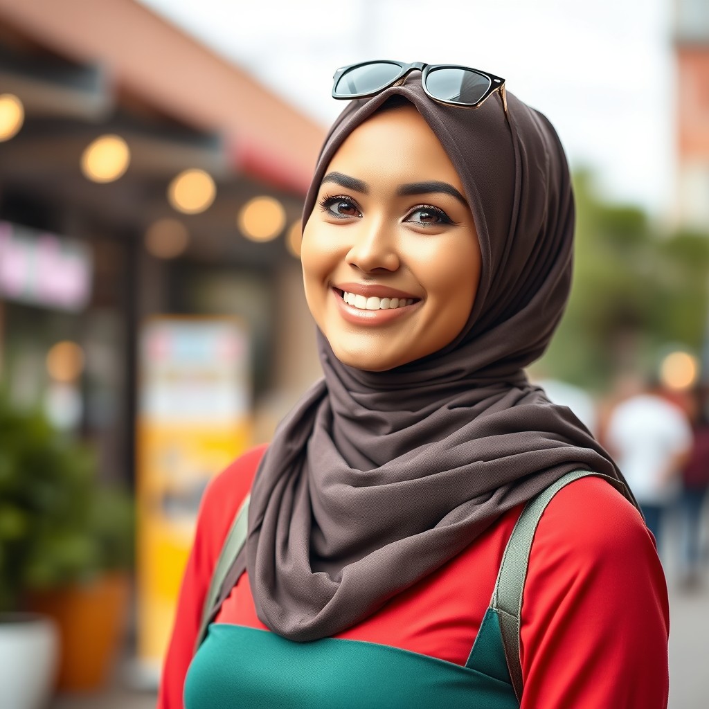 A beautiful woman in her 30s, confidently showcasing her unique style