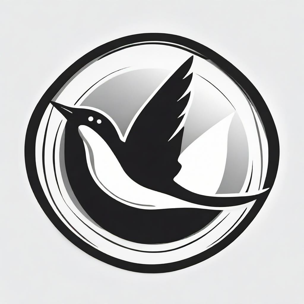 A sports brand logo emphasizing a stylized swallow bird, rendered in a distinct black and white aesthetic.