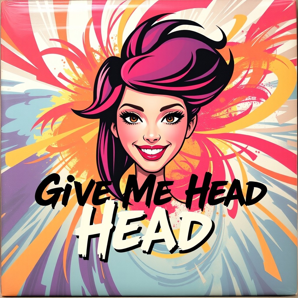 An eye-catching album cover featuring a stylized head of a young woman at the center