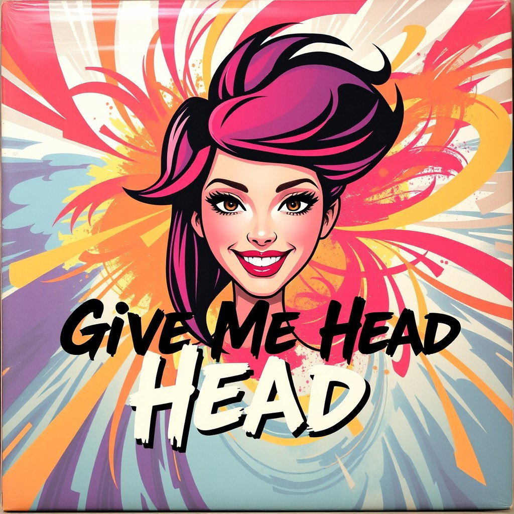 An eye-catching album cover featuring a stylized head of a young woman at the center