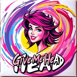 An eye-catching album cover featuring a stylized head of a young woman at the center