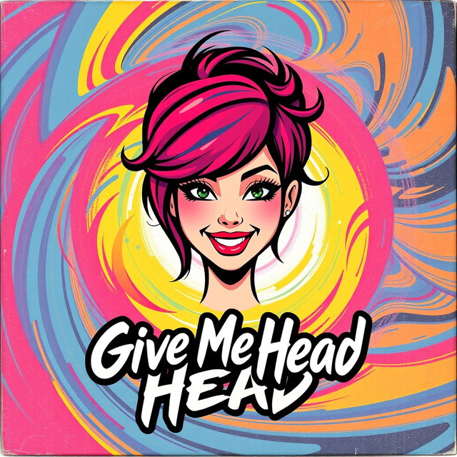 An eye-catching album cover featuring a stylized head of a young woman at the center