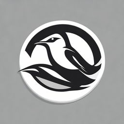 Create an engaging sports brand logo illustrated with a black and white stylized swallow bird.