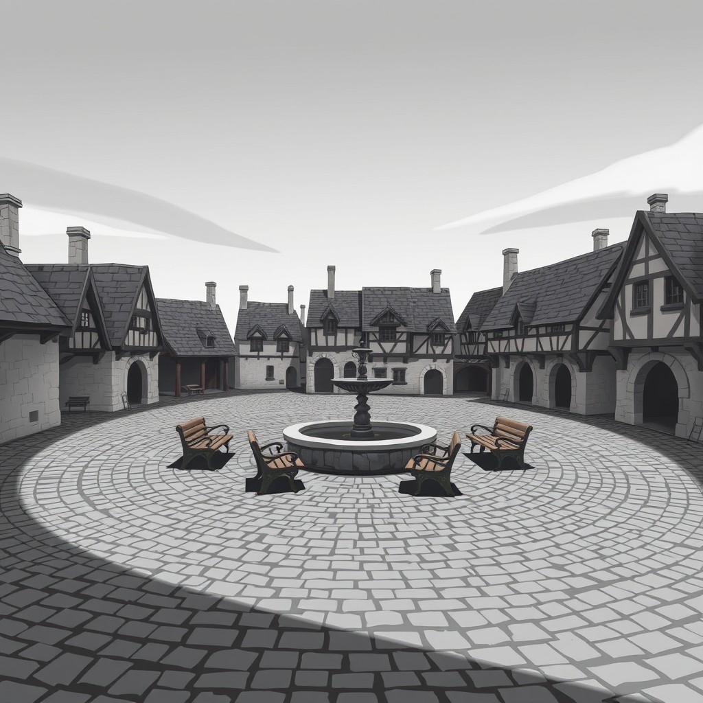Enchanting Medieval Town Square - A 2D Animated Escape