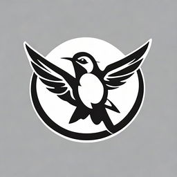 Design a black and white sports brand logo featuring a stylized representation of a swallow bird.