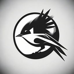 Design a black and white sports brand logo featuring a stylized representation of a swallow bird.