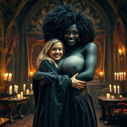 A medieval room filled with intricate, ornate furniture and rich tapestries, bathed in warm candlelight