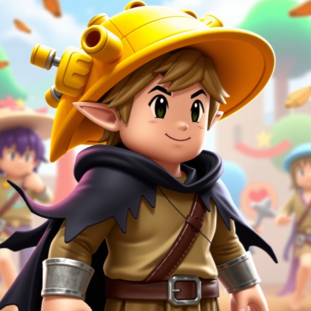 A thumbnail for the Roblox game 'Rivals GFC', featuring a boy character wearing a bright yellow hat adorned with yellow canisters sticking out from it