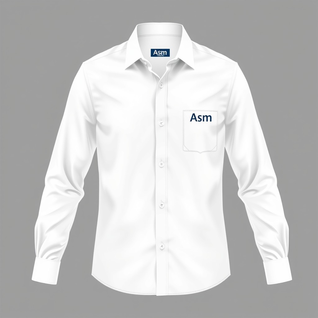 A stylish and professional business shirt design for a company named 'Asm Soluções'