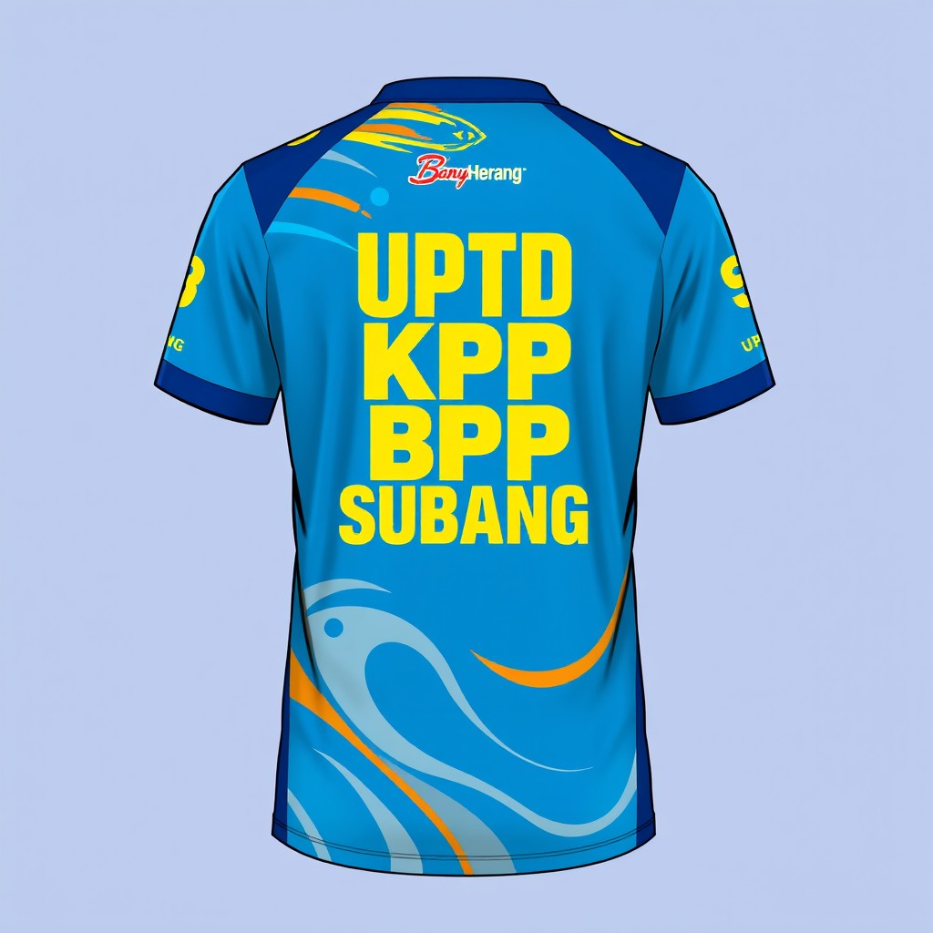 A volleyball jersey design featuring the text 'UPTD KPP BPP SUBANG' prominently on the front