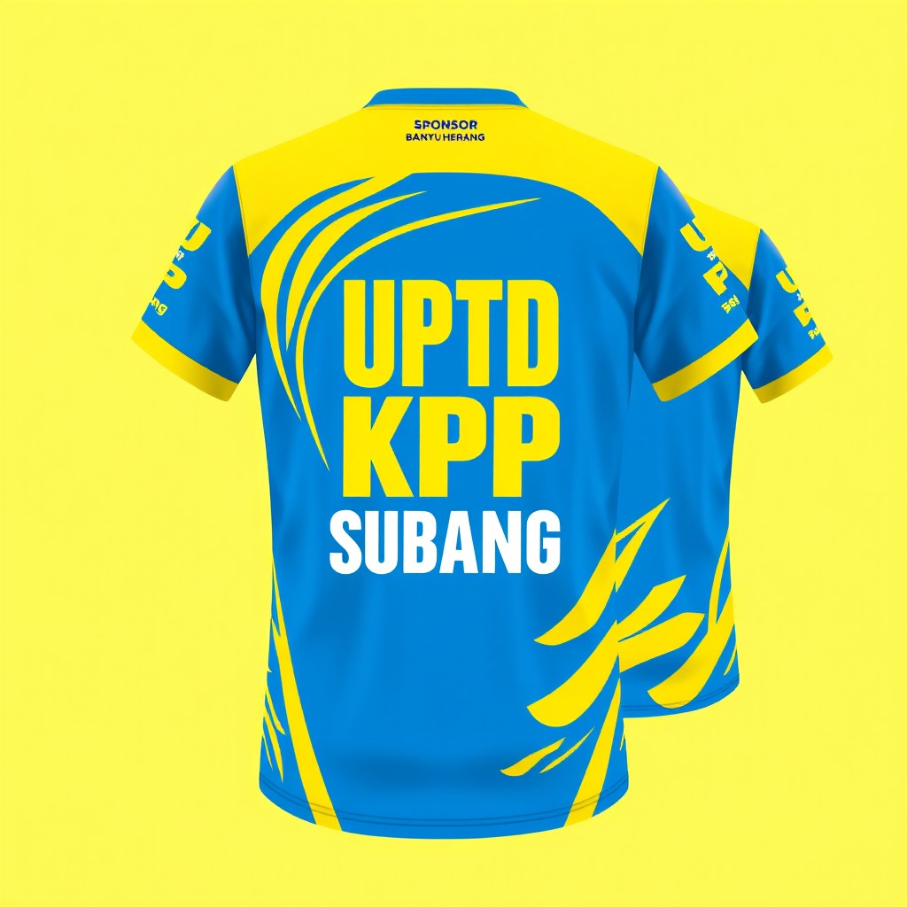A vibrant and dynamic volleyball jersey design featuring the text 'UPTD KPP BPP SUBANG' prominently displayed on the front