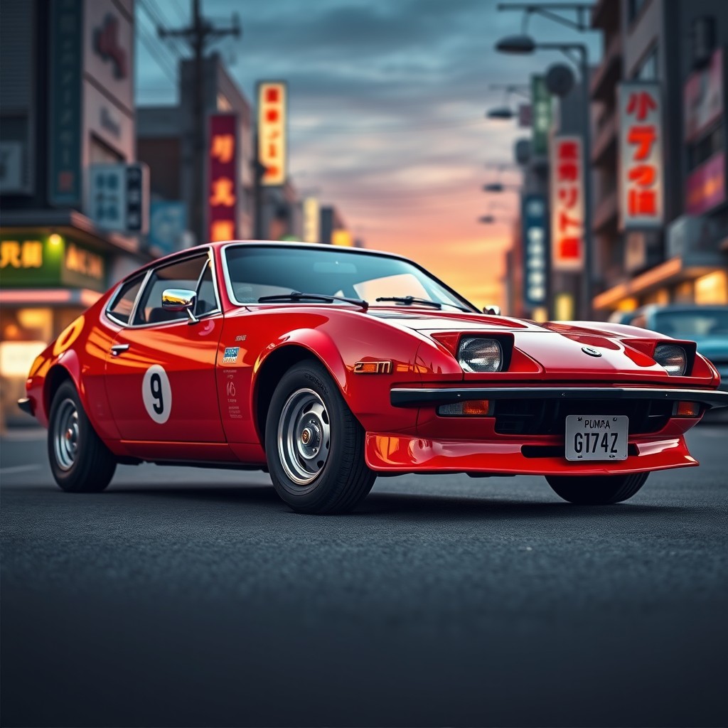 A classic 1977 Puma GTB car, styled in an old-school JDM aesthetic, featuring a sleek and aerodynamic body design
