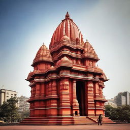 An enriching image of the Siddhivinayak Temple, an iconic spiritual structure in Mumbai dedicated to Lord Ganesha. Highlight its unique architectural elements, the vibrant crowd of devotees, and serene atmosphere.