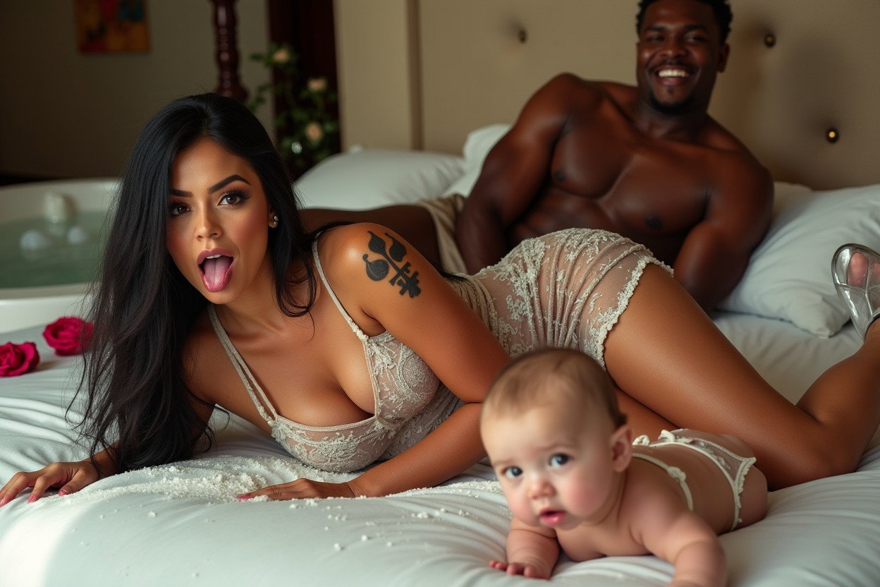 A light-skinned Mexican woman with long straight black hair and a medium-large curvy build, featuring very thick toned legs and wide hips