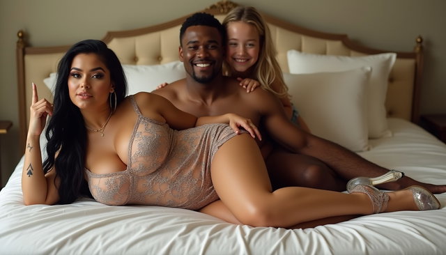 A light-skinned Mexican woman with long, straight black hair, large curvy physique, featuring very thick toned legs and wide hips