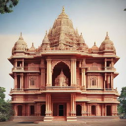 Render a detailed image of the Siddhivinayak Temple, a well-known pilgrimage center in Mumbai, dedicated to Lord Ganesha. Display its grand architectural style, crowd of devoted worshipers, and the pervasive spiritual atmosphere.