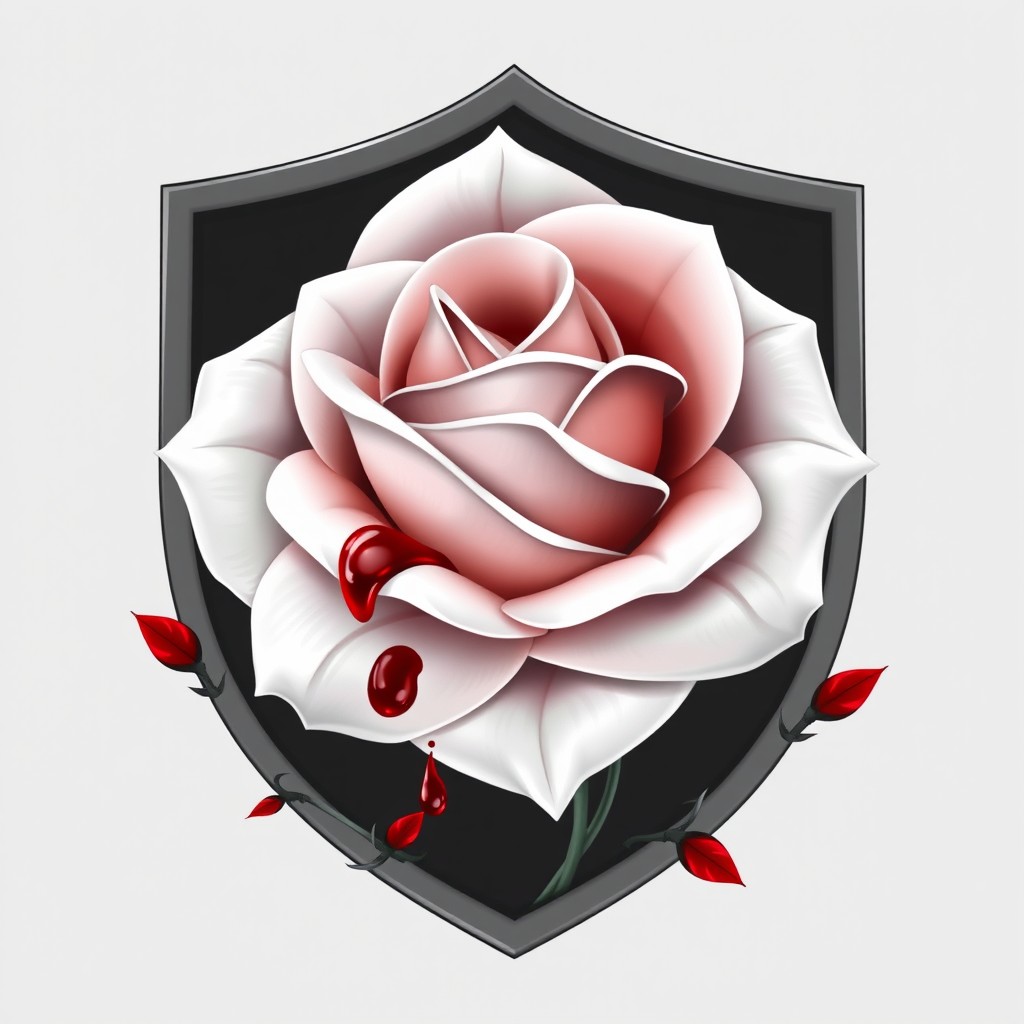A classic shield-shaped crest design featuring smooth, elegant lines and outlined in subtle dark gray