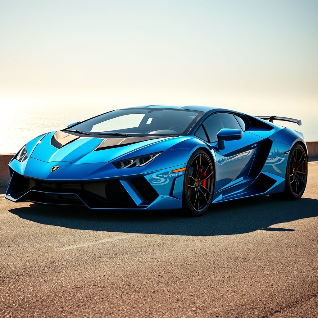 A high-performance supercar with four doors, inspired by the luxurious design of a Lamborghini