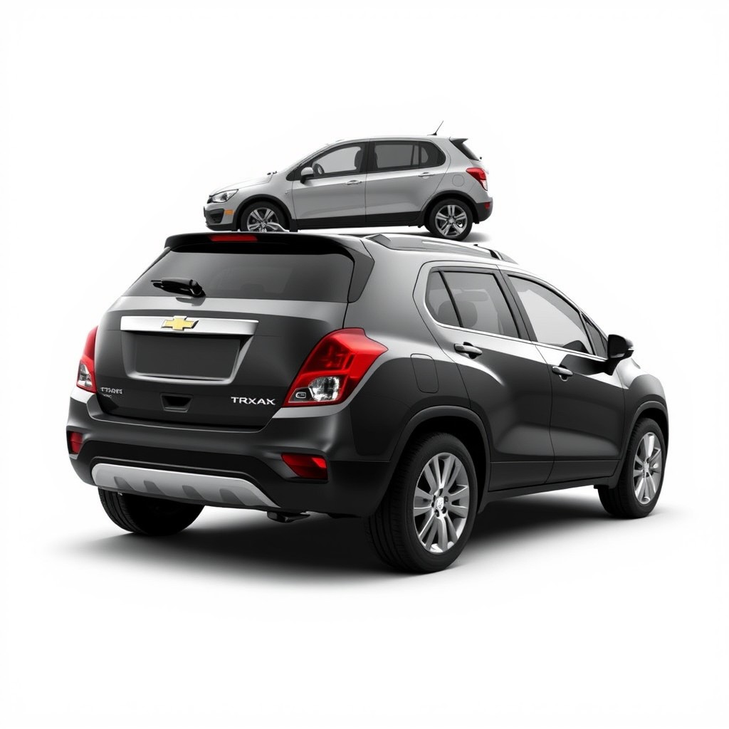 A 2018 Chevrolet Trax, viewed from the front, back, and side