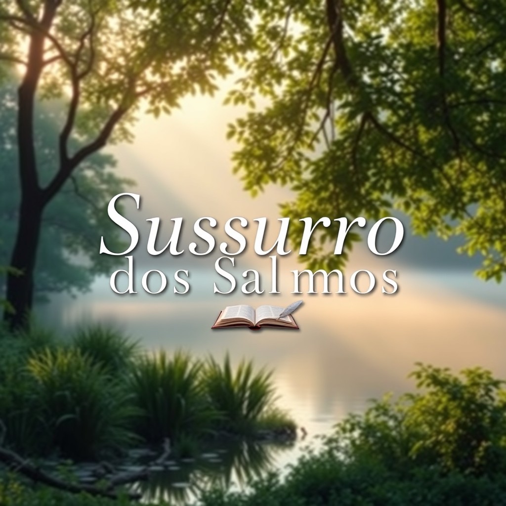 A captivating and serene YouTube thumbnail designed in a 16:9 aspect ratio that features the title 'Sussurro dos Salmos' in elegant, stylized typography