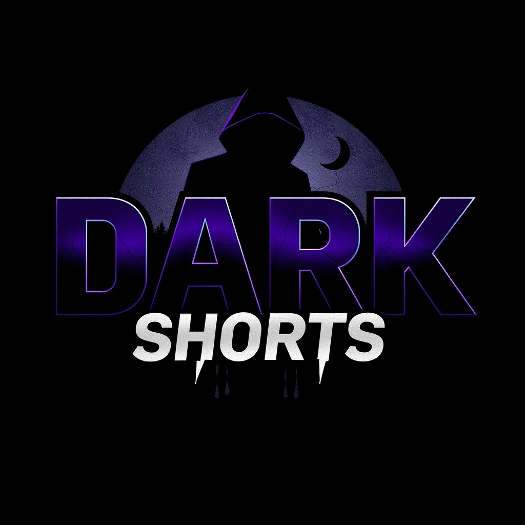 A striking and modern logo design for a YouTube channel named 'Dark Shorts'