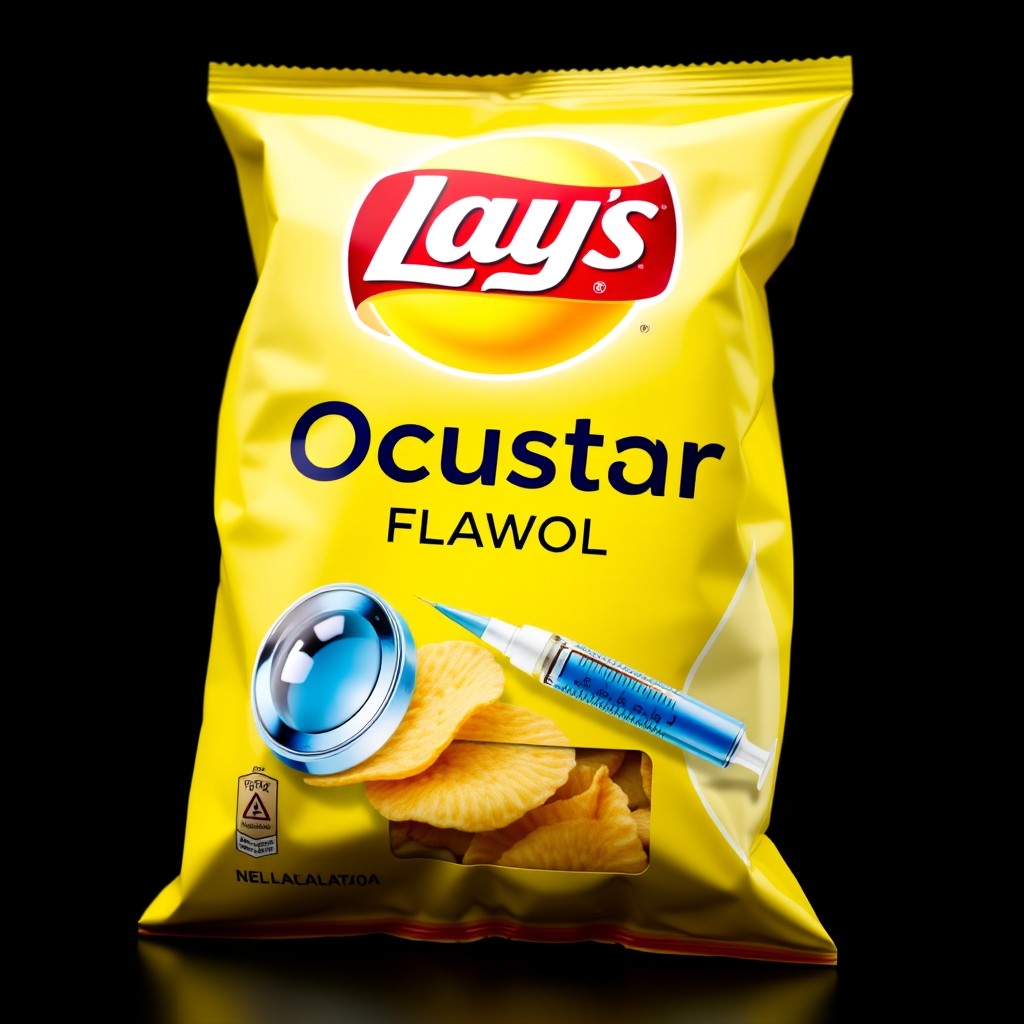 A pack of Lays Chips featuring the 'Ocustar Flavour' prominently on the front