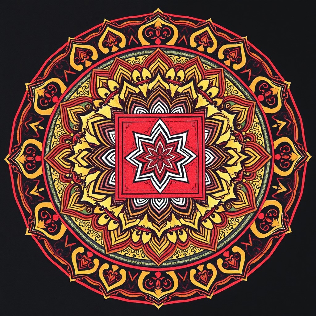 A detailed and intricate mandala design specifically created for the muladhara chakra, also known as the root chakra