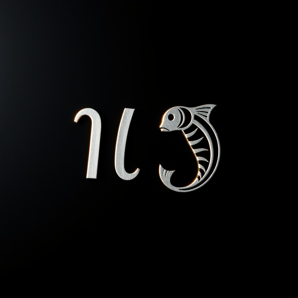 A striking composition featuring a black background with two prominent symbols: ♉️ (Taurus) and ♓️ (Pisces)