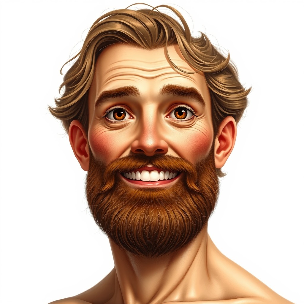 A portrait of a man embodying qualities of beauty and nobility, inspired by the detailed physical and moral descriptions of a revered figure
